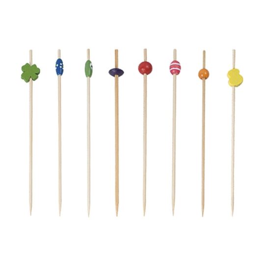 Pincho madera c/adorno surtido 12cm 100uds
