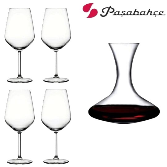 Decantadora vino + 4 copas