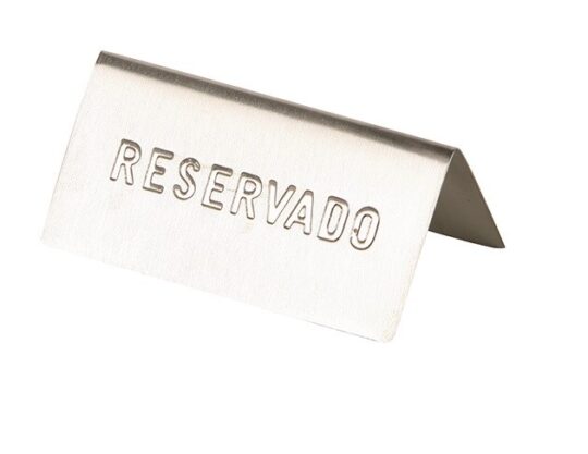 Placa reservado mesa inox