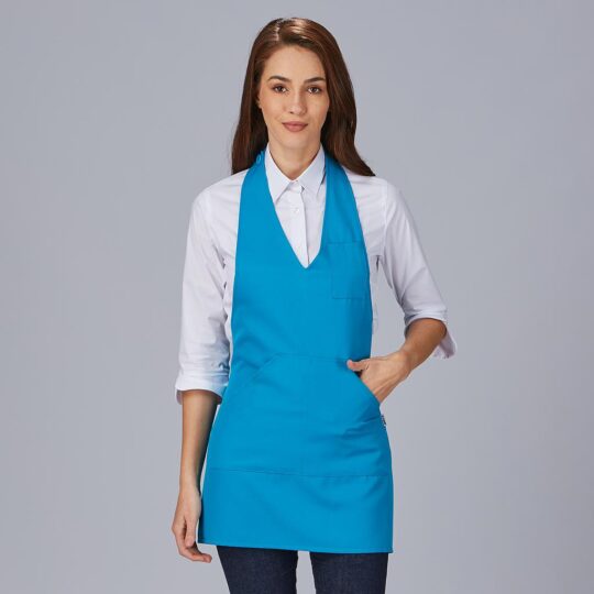 Mandil tela c/peto Bistro turquesa