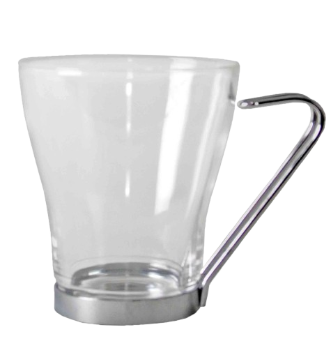 Taza te cristal con asa inox 24cl 3uds