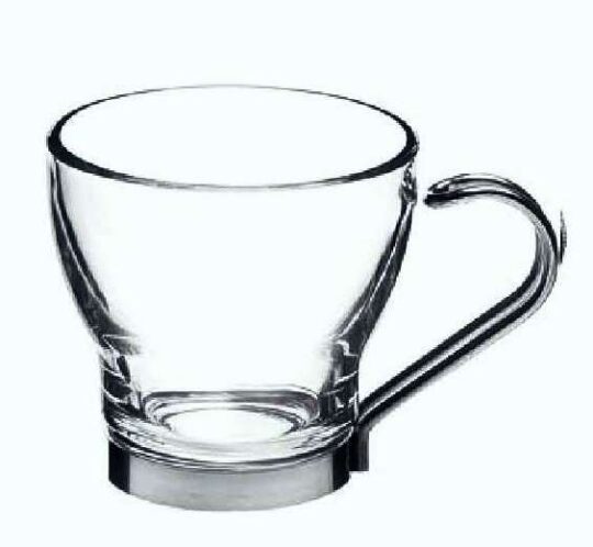 Taza cafe cristal con asa inox 10cl 3uds