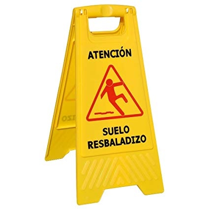 Placa aviso suelo mojado