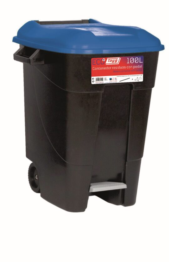 Cubo basura con pedal+ruedas Eco 100L