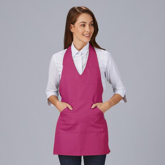 Mandil tela con peto Bistro fucsia