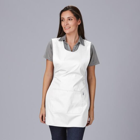 Mandil tela casulla con bolsillo blanca