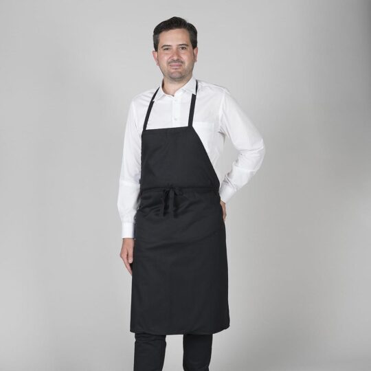 Mandil tela con peto sin bolsillo negro